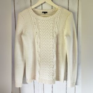 Talbots Cotton blend Sz S Cable Knit Ivory Color Very Good Condition